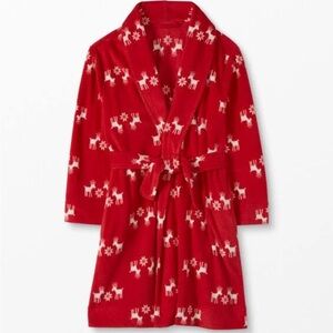 Hanna Andersson Kids Fleece Robe Little Deer on Hanna Red – Size Small